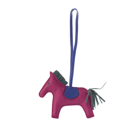 Hermes Milo Lambskin Grigri Rodeo Horse Bag Charm MM Rose Pourpre Malachite Bleu Electrique 1 of 5