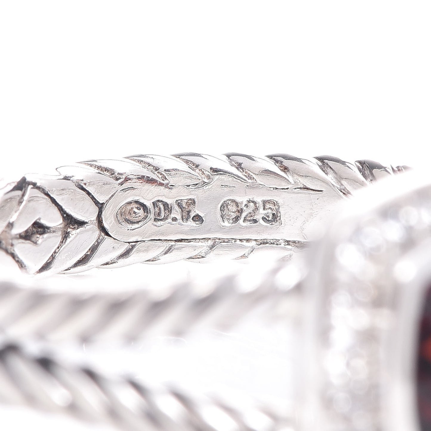 Sterling Silver Diamond Garnet 7mm Petite Albion Ring 56 7.5