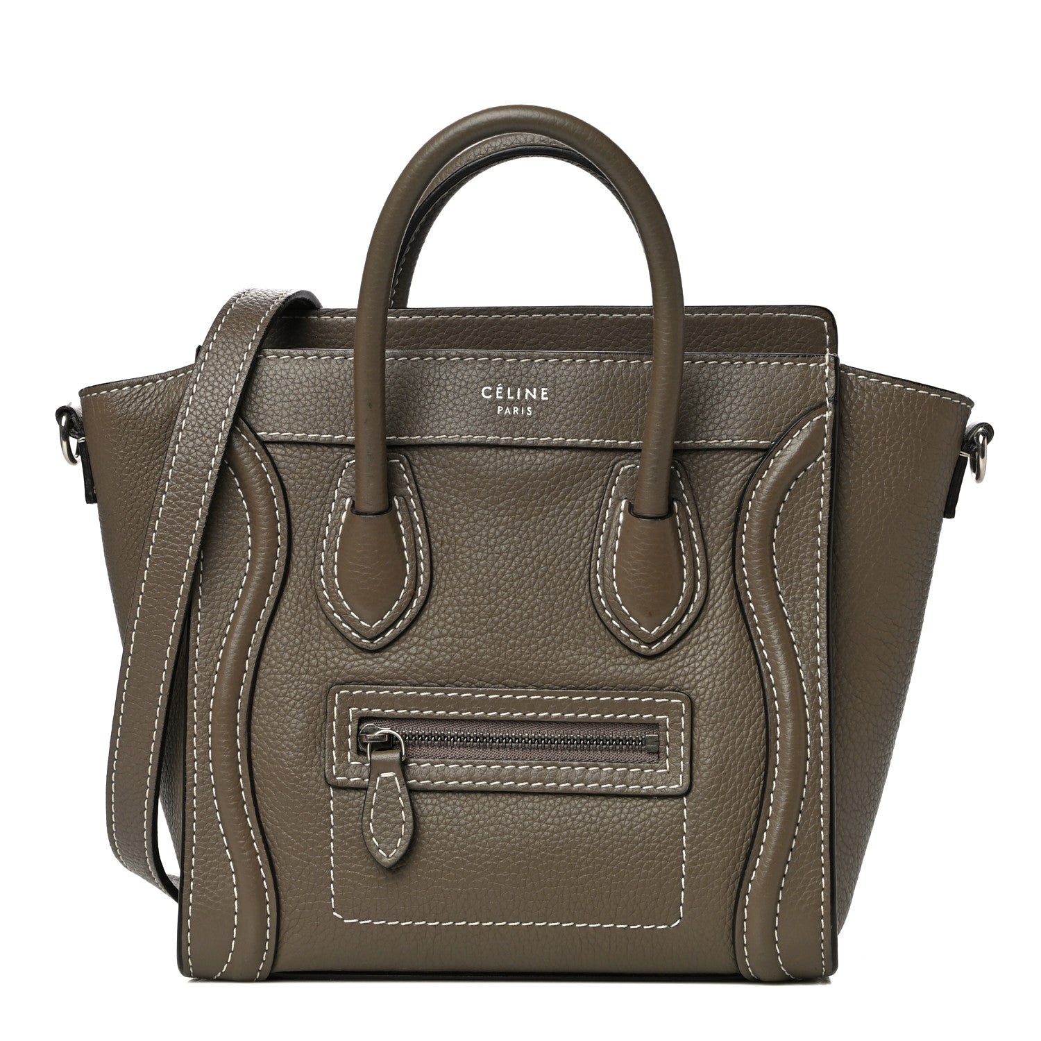 Celine Drummed Calfskin Nano Luggage Souris 1 of 15