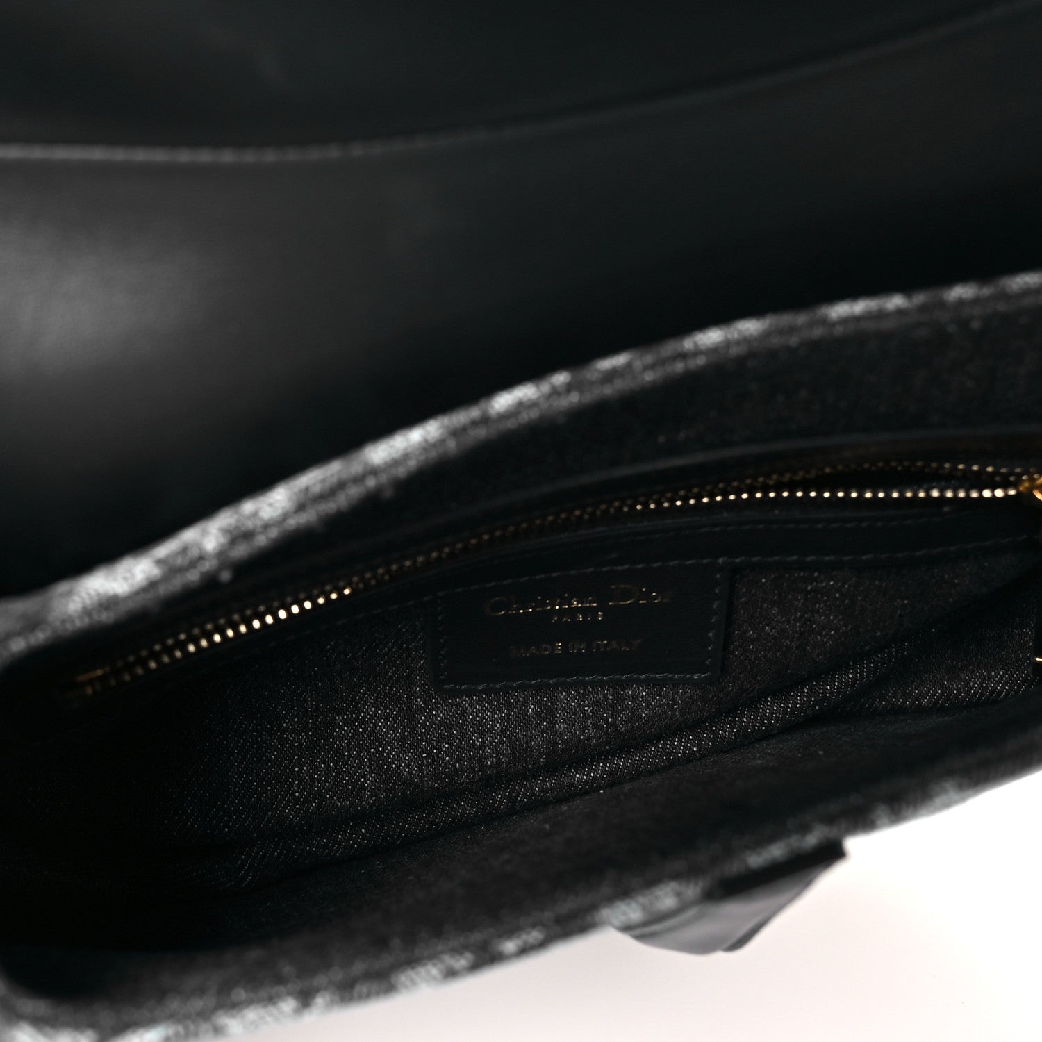 Christian Dior Denim Oblique Jacquard Saddle Bag With Strap Black 5 of 9