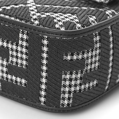 Fendi Wool Vitello King Houndstooth FF Embroidered Baguette Grigio Anthracite 8 of 8