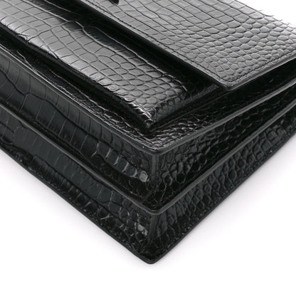 Saint Laurent Calfskin Crocodile Embossed Medium Monochrome Monogram Sunset Black 12 of 12