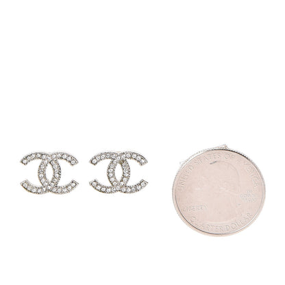 Chanel Crystal CC Earrings Silver 2 of 7