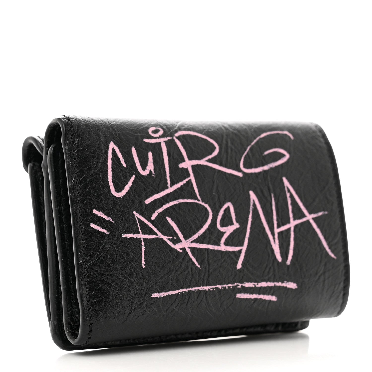 Balenciaga Agneau Graffiti Mini Papier Wallet Black Multicolor 3 of 7