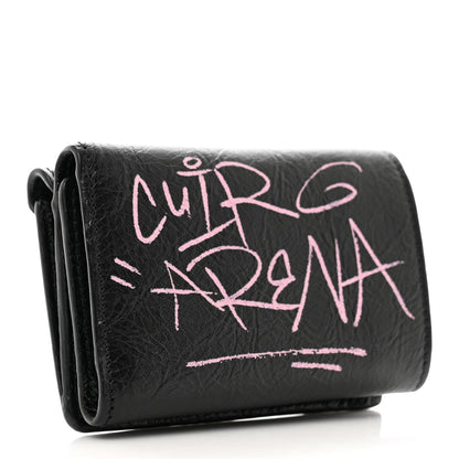 Balenciaga Agneau Graffiti Mini Papier Wallet Black Multicolor 3 of 7