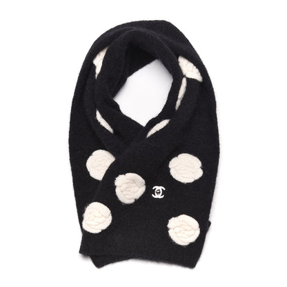 Chanel Mohair Wool Camellia CC Scarf Black White 1 of 5