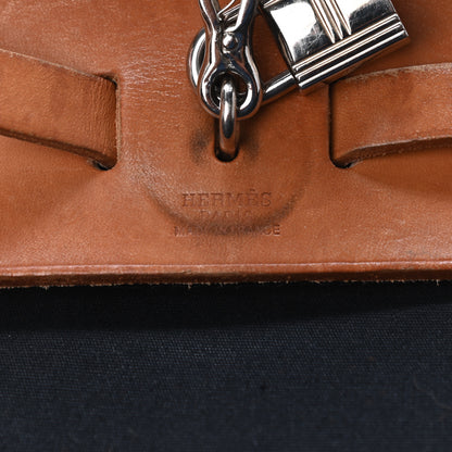 Hermes Toile Vache Calfskin Herbag PM 30 Black Natural 7 of 10