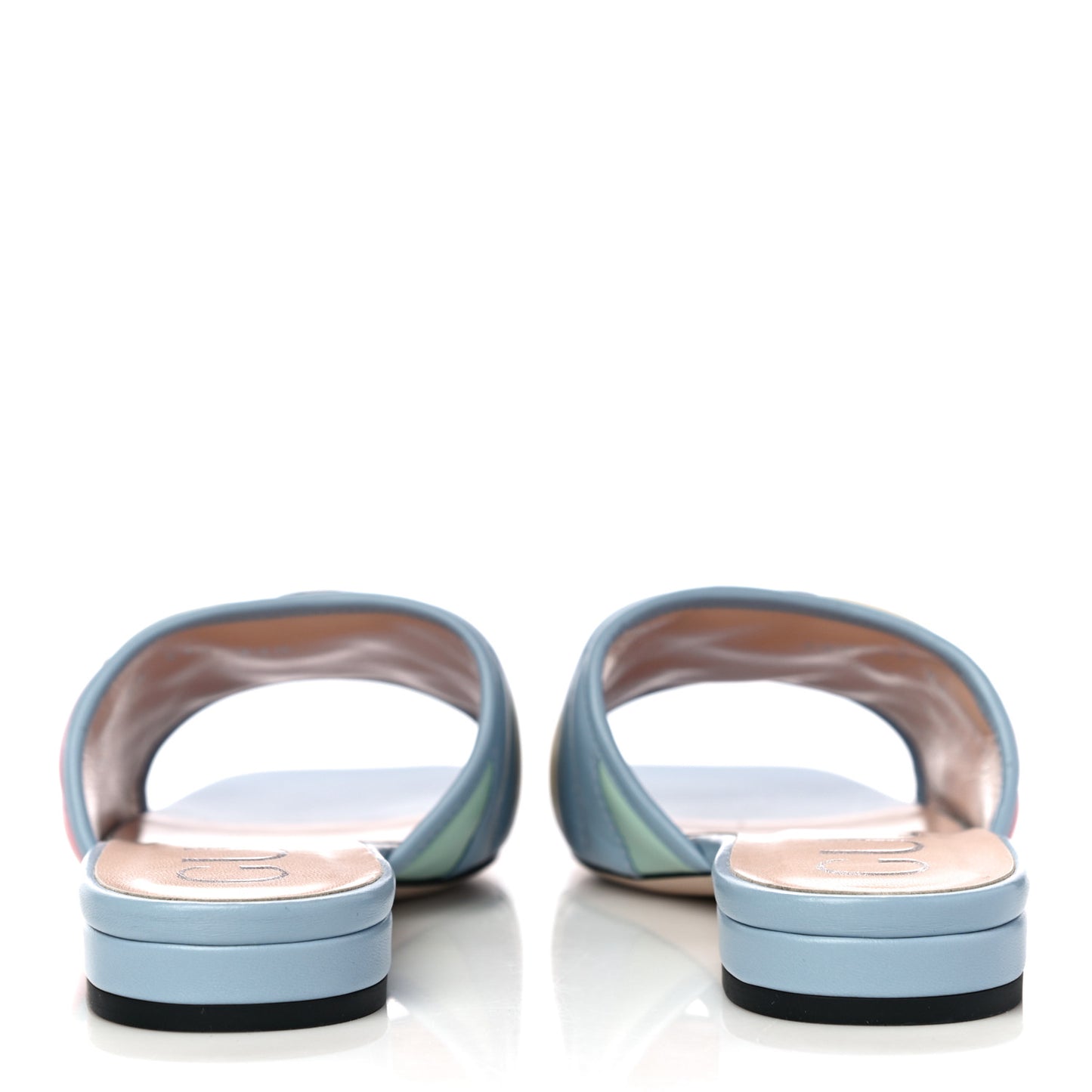 Nappa Matelasse Diagonal GG Marmont Flat Slide Sandals 37.5 Multicolor Pastel