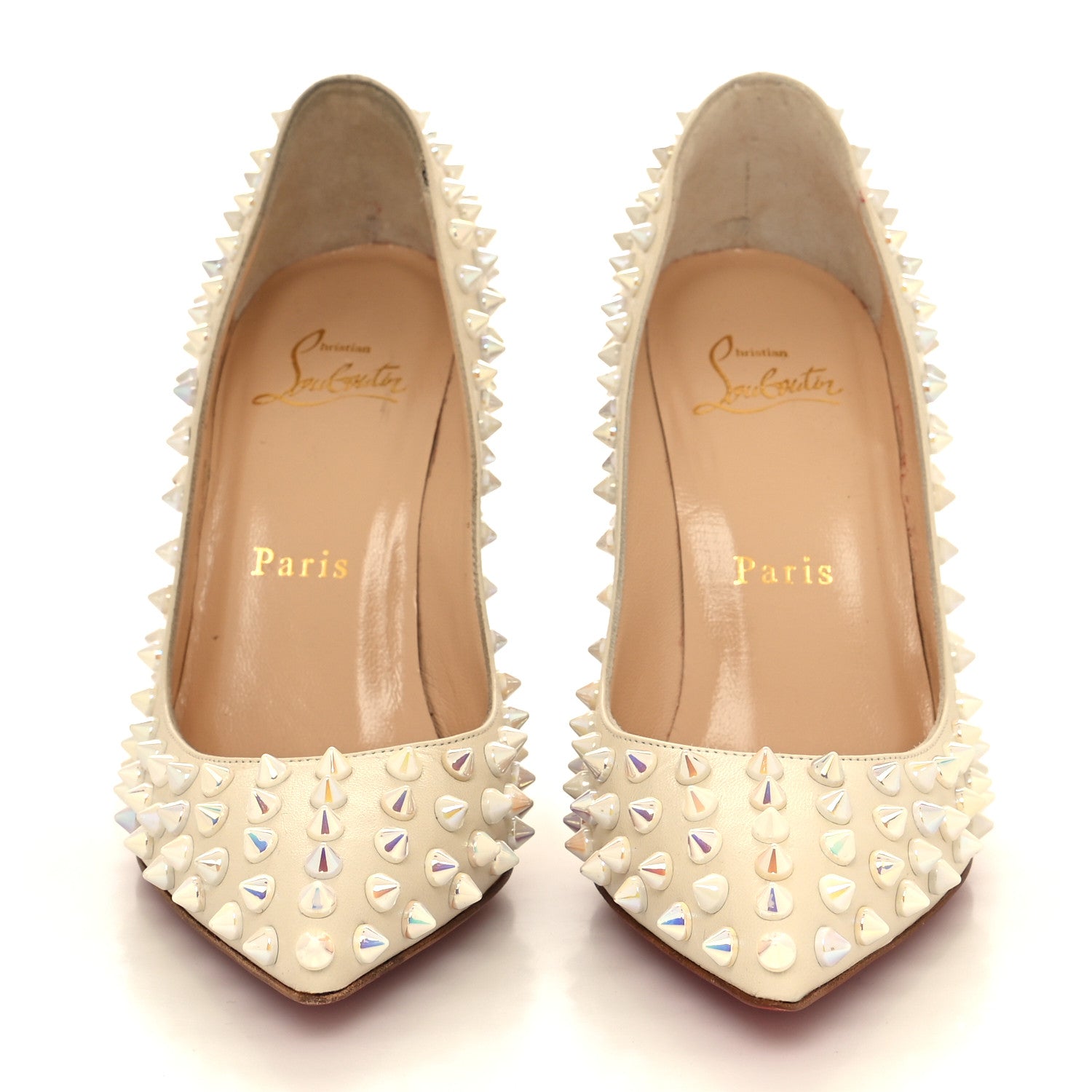 Christian Louboutin Patent Follies Spikes 100 Pumps 35.5 White 2 of 8