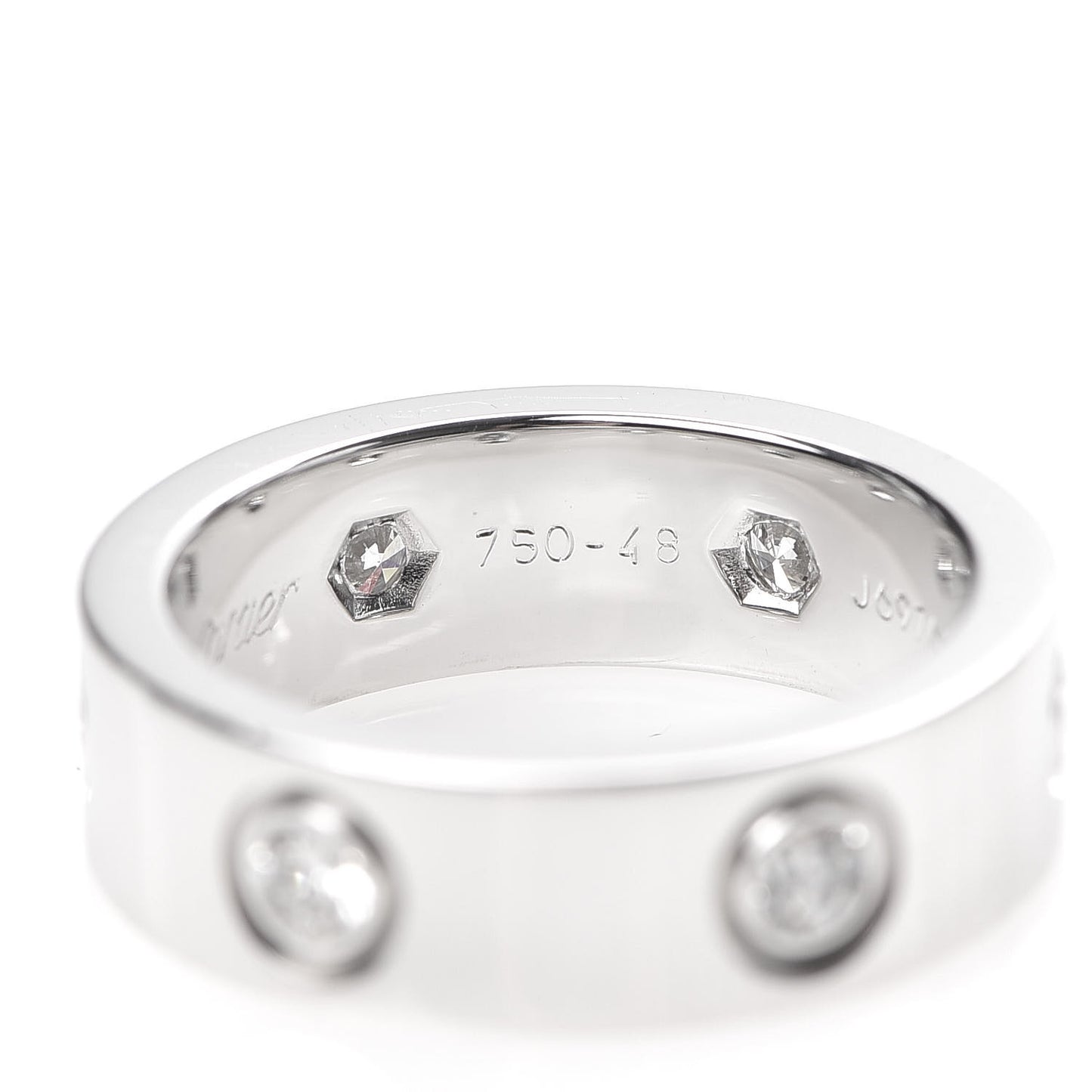 18K White Gold 6 Diamond 5.5mm LOVE Ring 48 4.5