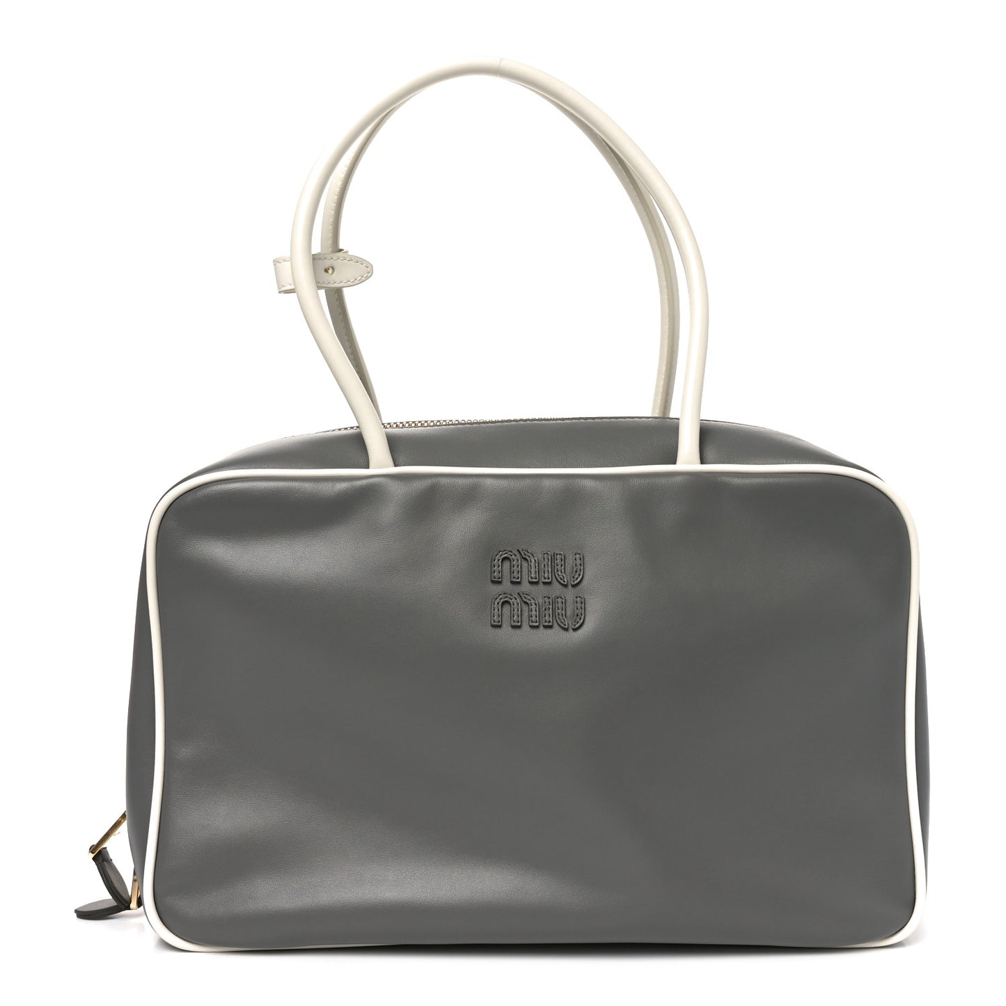 Soft Calf Softy Contrast Large Beau Top Handle Bag Marmo White