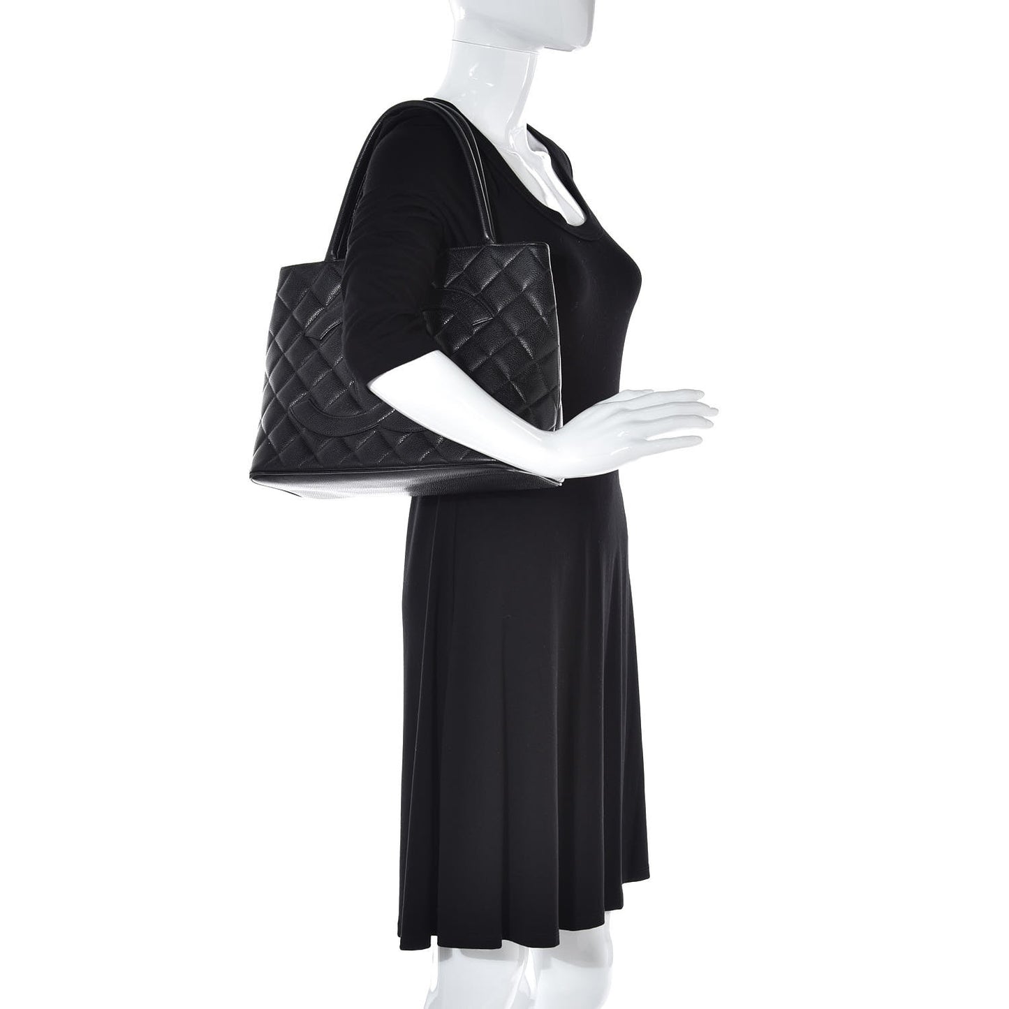 Caviar Quilted Medallion Tote Black