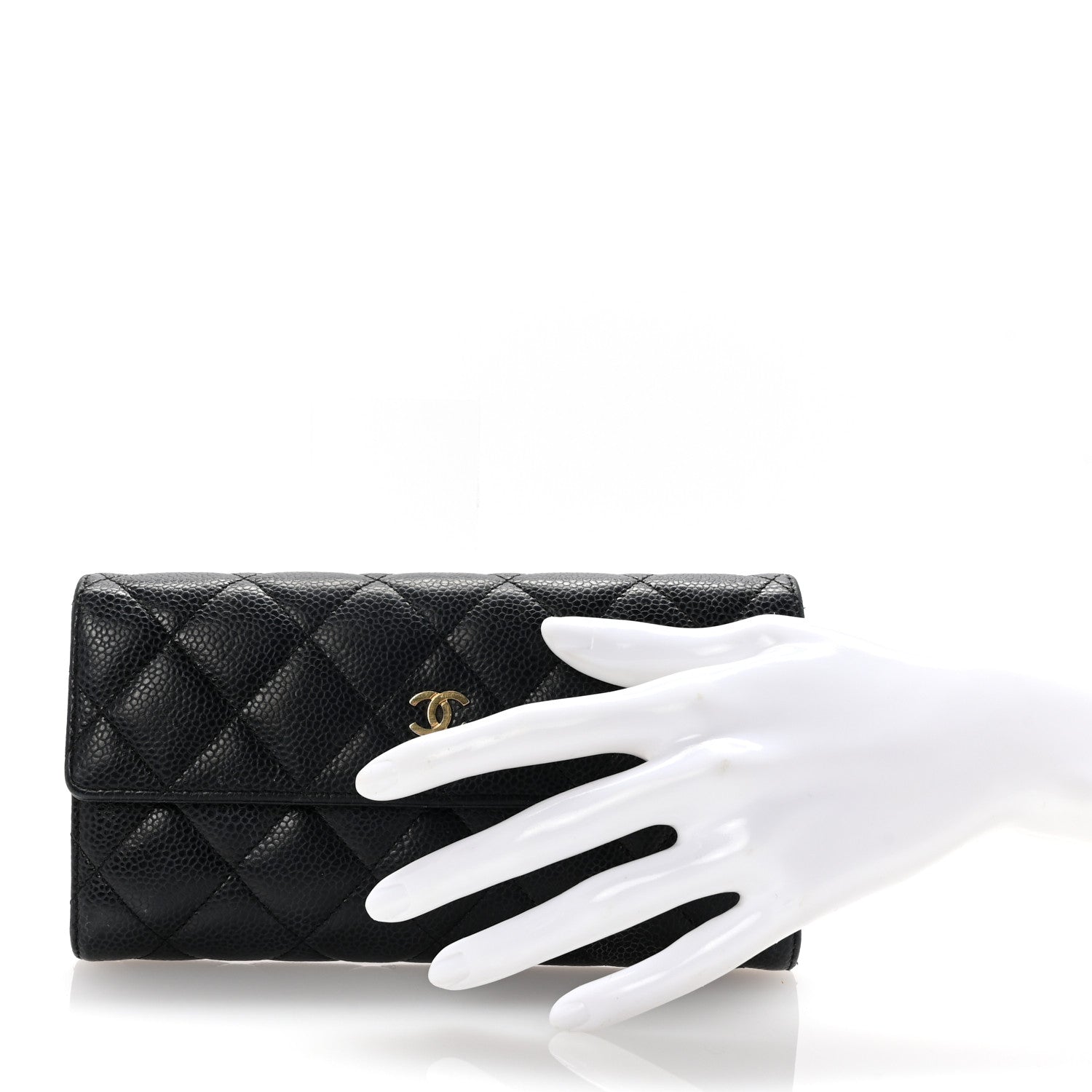 Chanel Caviar Quilted Large Gusset Flap Wallet Black 2 of 8