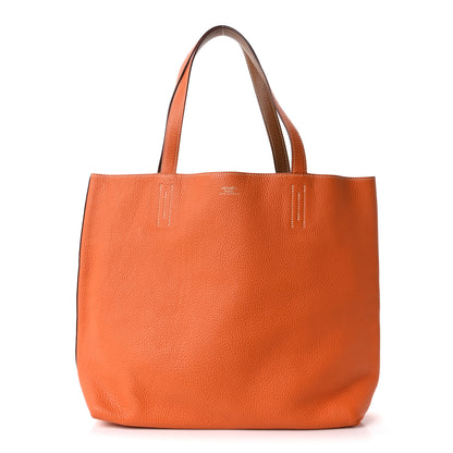 Hermes Taurillon Clemence Double Sens 45 Reversible Tote Orange Gold 1 of 15