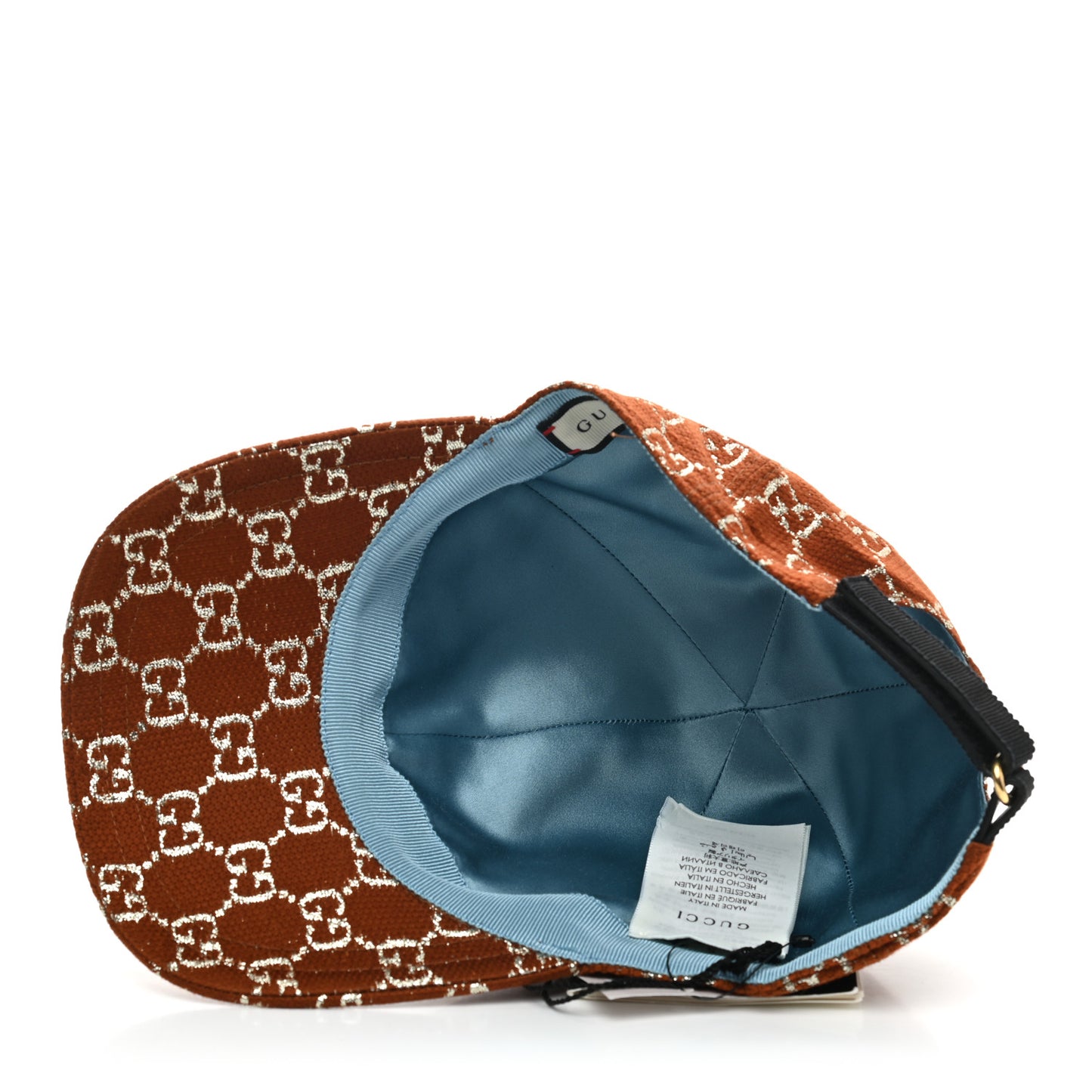 Canvas Lame GG Monogram Rush Baseball Hat S Burnt Orange Silver
