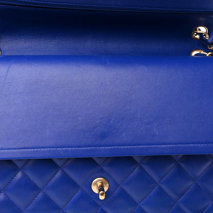 Chanel Lambskin Quilted Jumbo Double Flap Blue 15 of 18