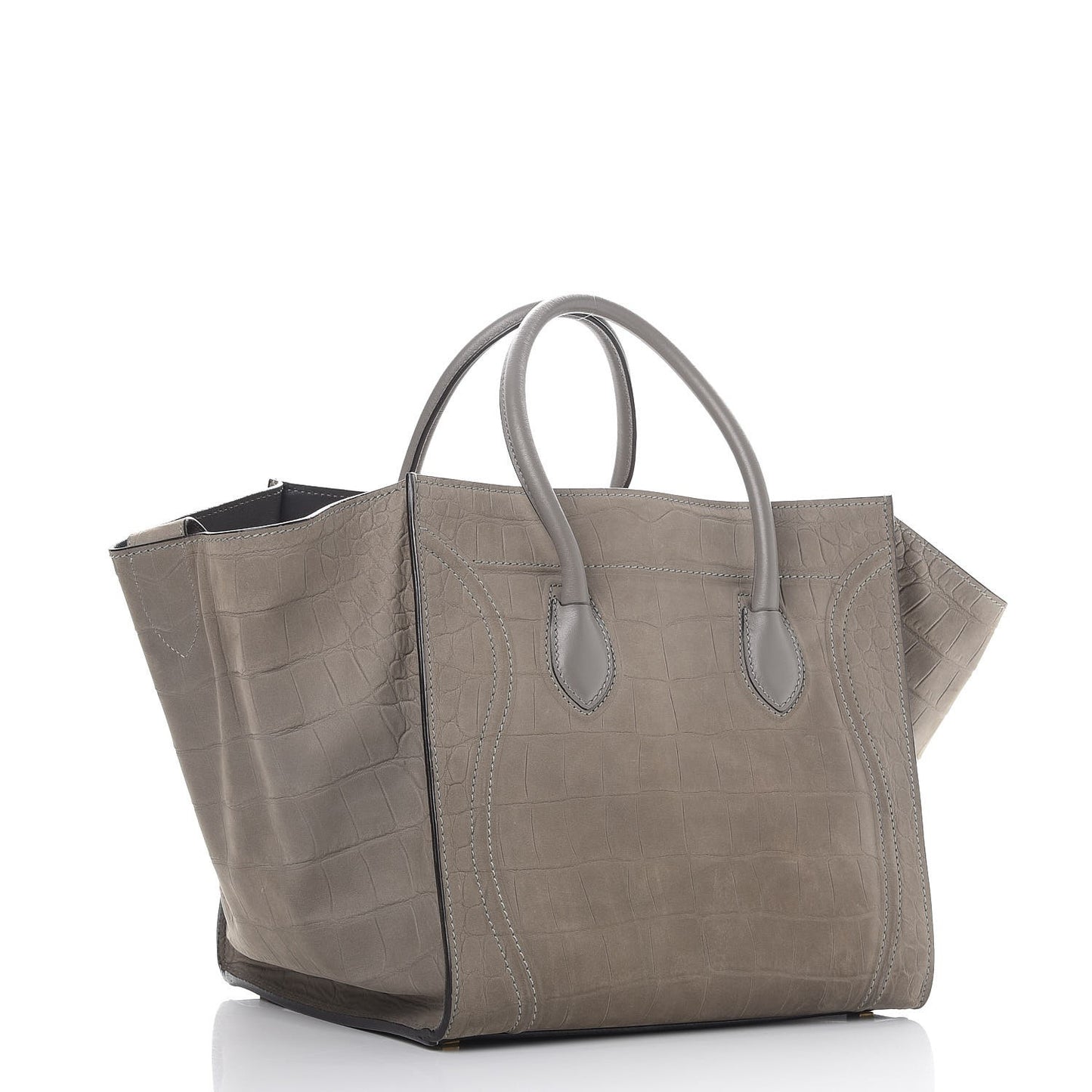 Crocodile Embossed Nubuck Medium Phantom Luggage Grey
