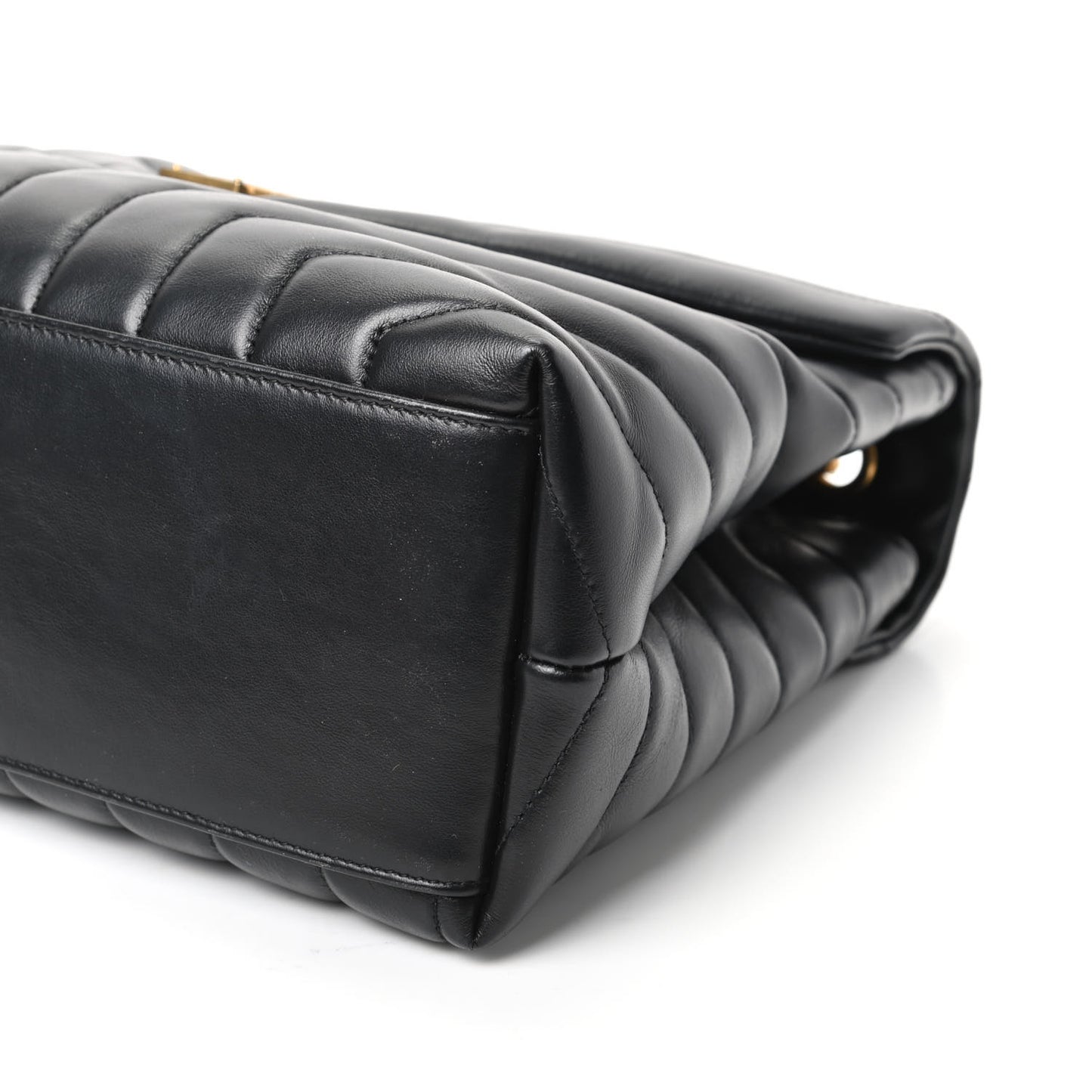 Calfskin Y Quilted Monogram Medium Loulou Chain Satchel Black