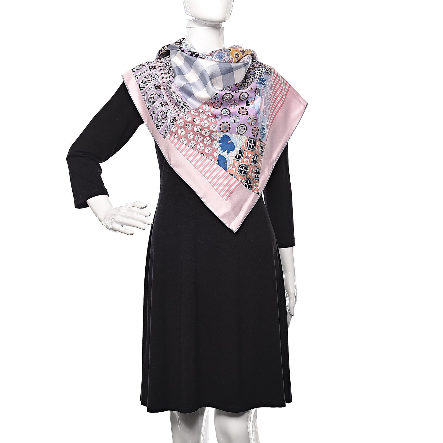 Silk L'Art du Sarasa Scarf 90 Rose Pale Gris Perle Mauve