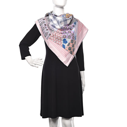 Hermes Silk L'Art du Sarasa Scarf 90 Rose Pale Gris Perle Mauve 2 of 7