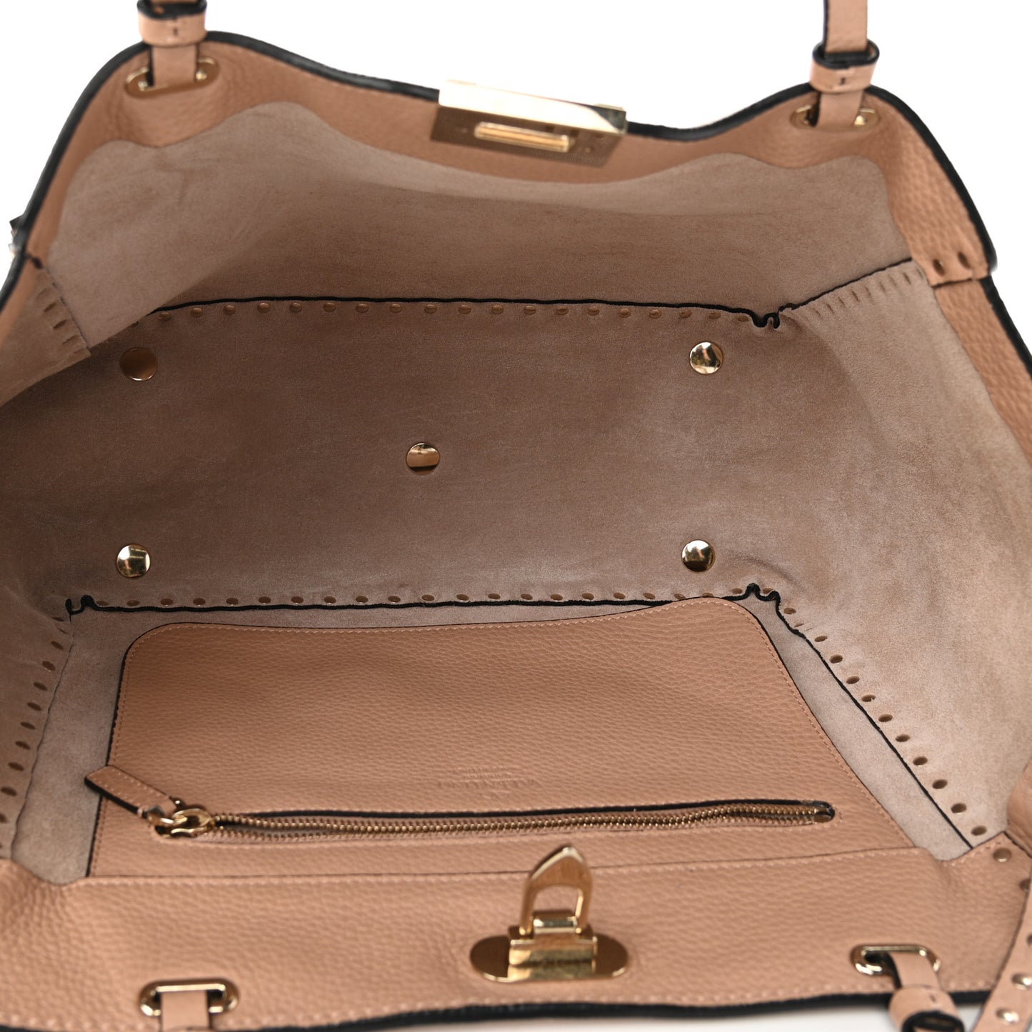 Pebbled Calfskin Medium Rockstud Tote Skin Sorbet