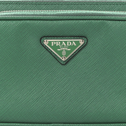 Prada Saffiano Travel Double Zip Belt Bag Mango 8 of 11