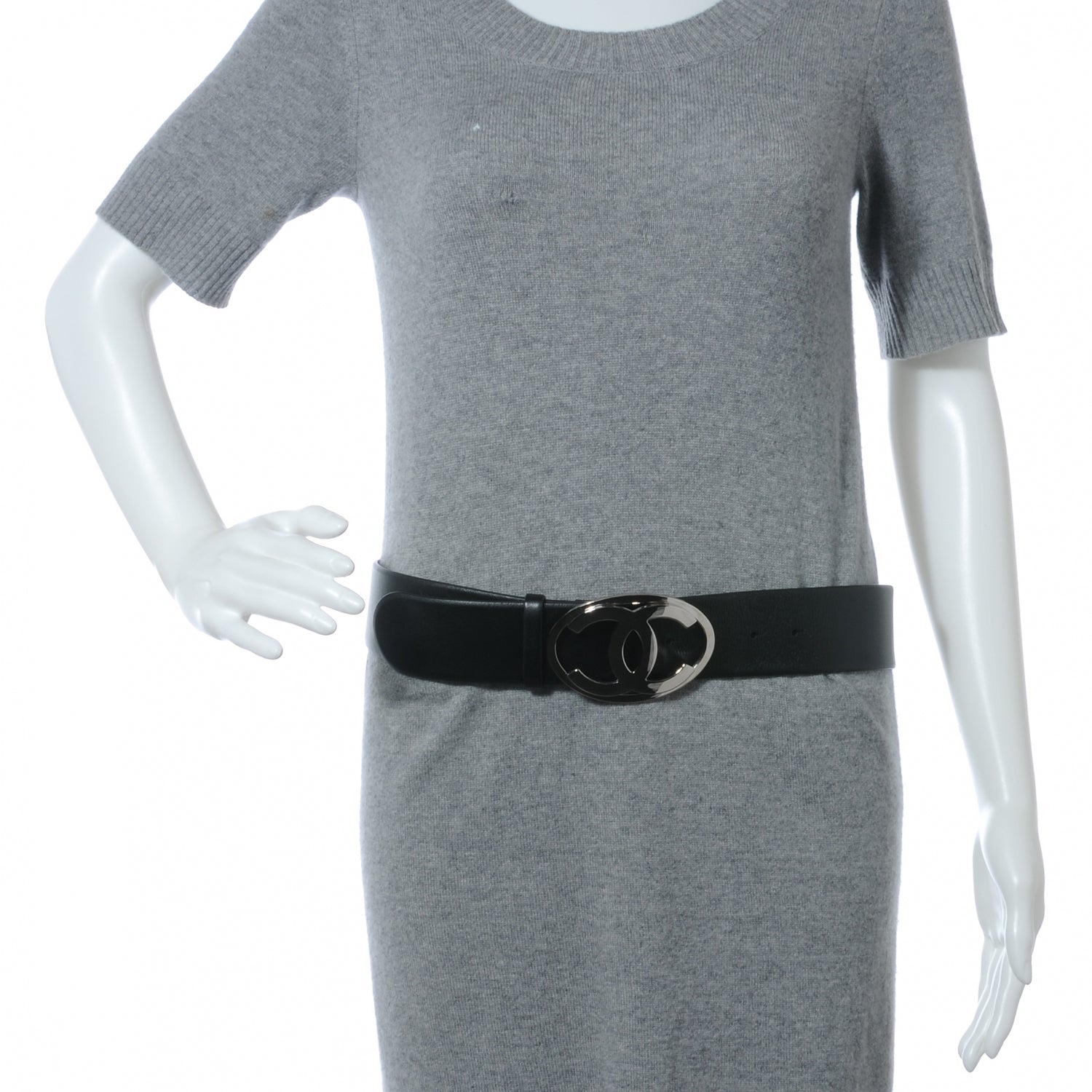 Chanel Leather CC Logo Belt 85 34 Black 2 of 6