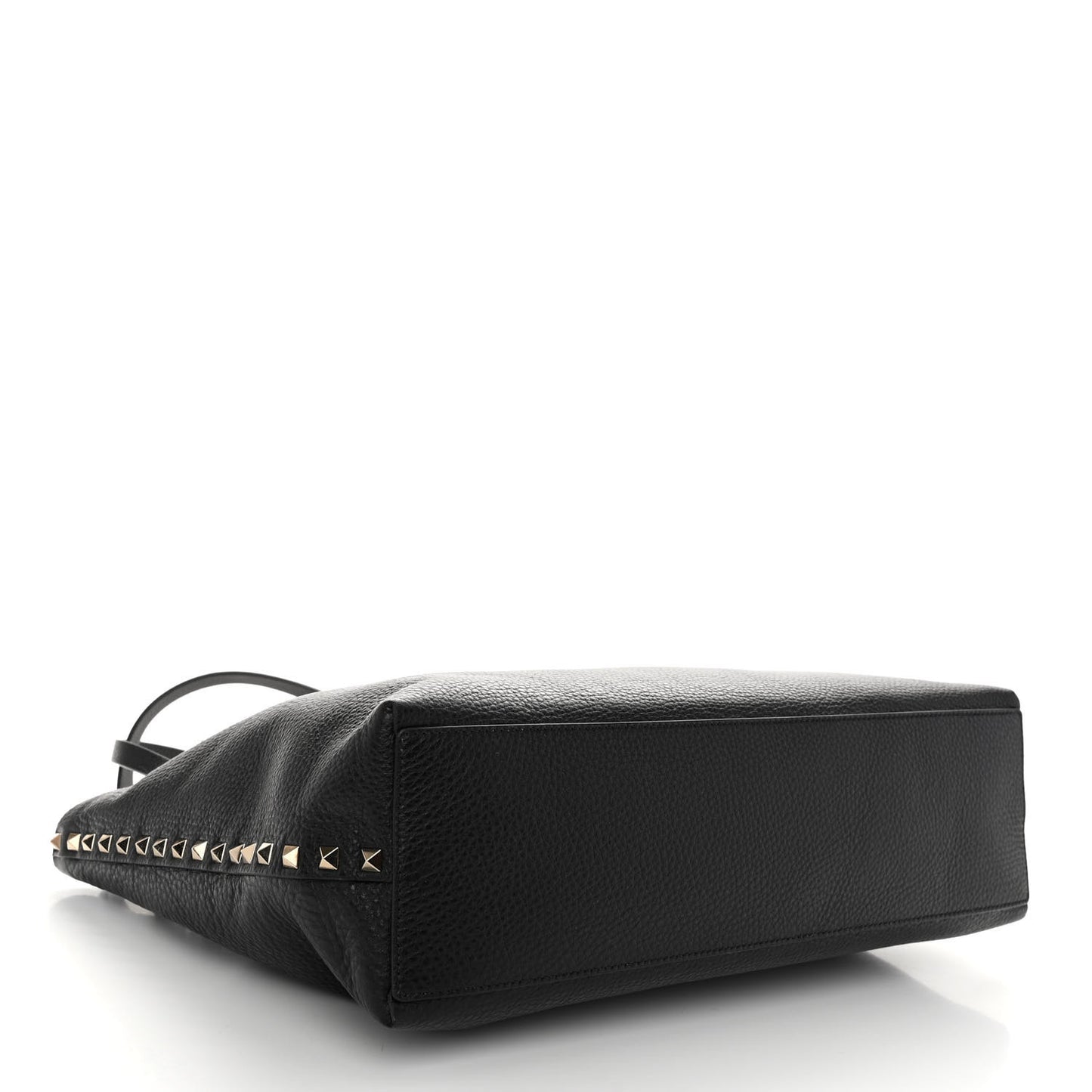 Grainy Calfskin Medium Rockstud Tote Black Rose Quartz