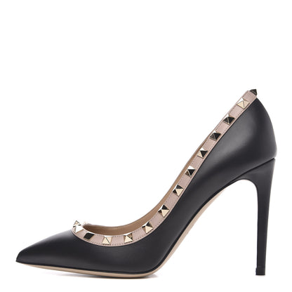 Valentino Garavani Nappa Rockstud 100mm Pumps 37.5 Black Poudre 1 of 9