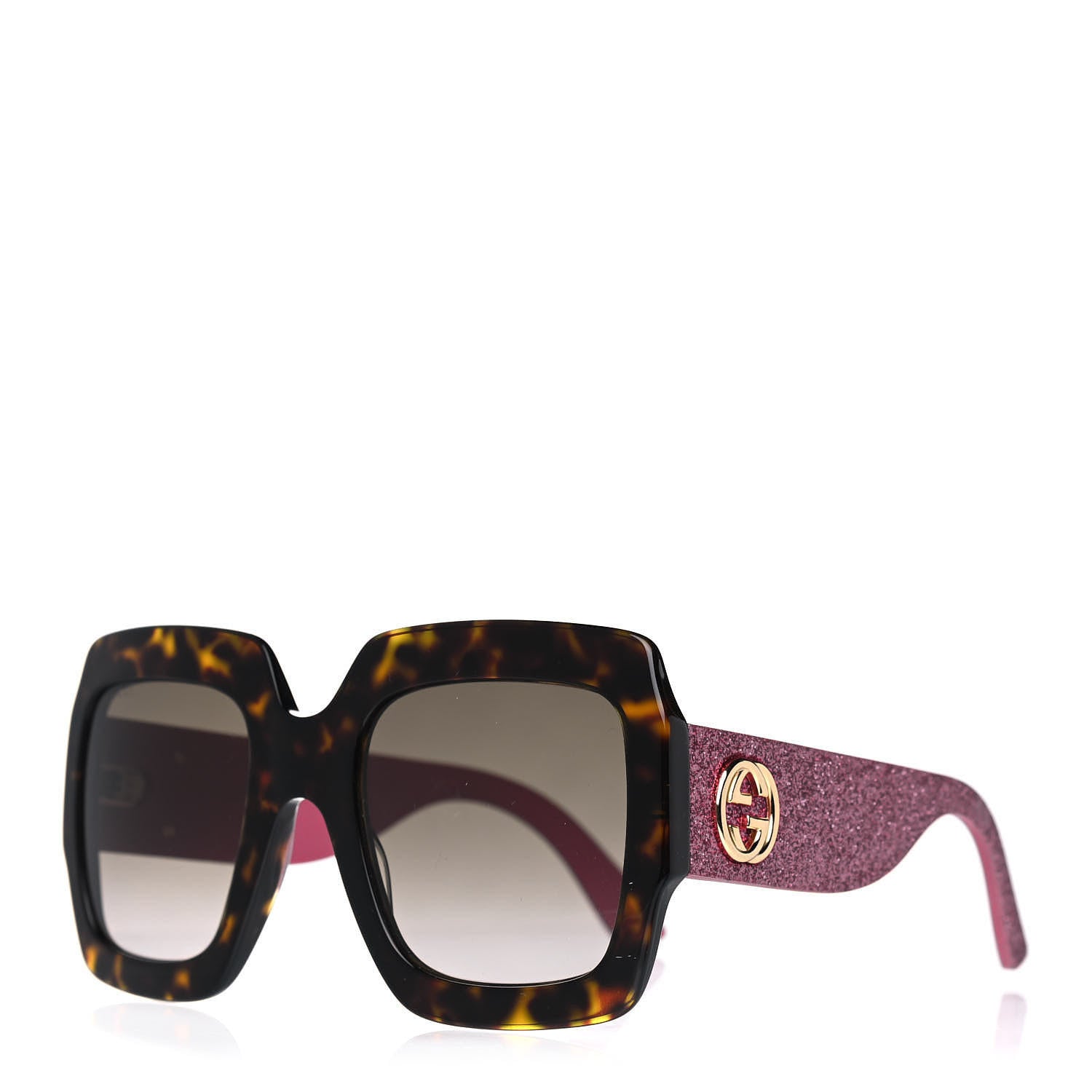 Gucci Square Frame GG0102S Sunglasses Glitter Pink Multi 1 of 4