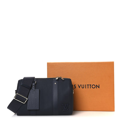 Louis Vuitton Grained Calfskin Aerogram City Keepall Ink Blue 10 of 10