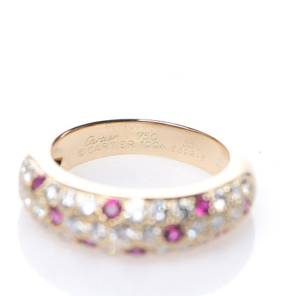 Cartier 18K Yellow Gold Diamond Ruby 6mm Mimi Ring 55 7.25 5 of 6