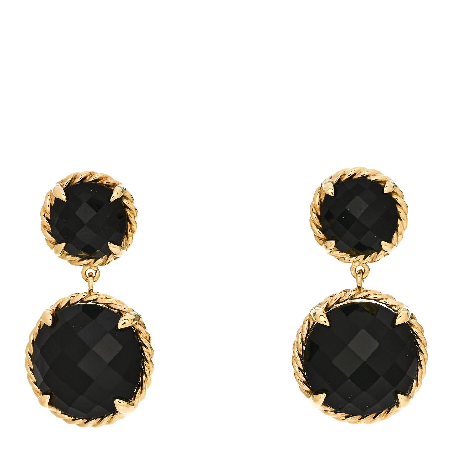 18K Yellow Gold Onyx Chatelaine Drop Earrings