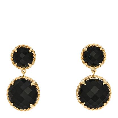 David Yurman 18K Yellow Gold Onyx Chatelaine Drop Earrings 1 of 4