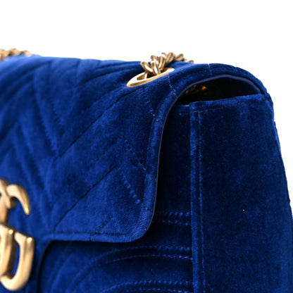 Gucci Velvet Matelasse Medium GG Marmont Shoulder Bag Cobalt Blue 20 of 20