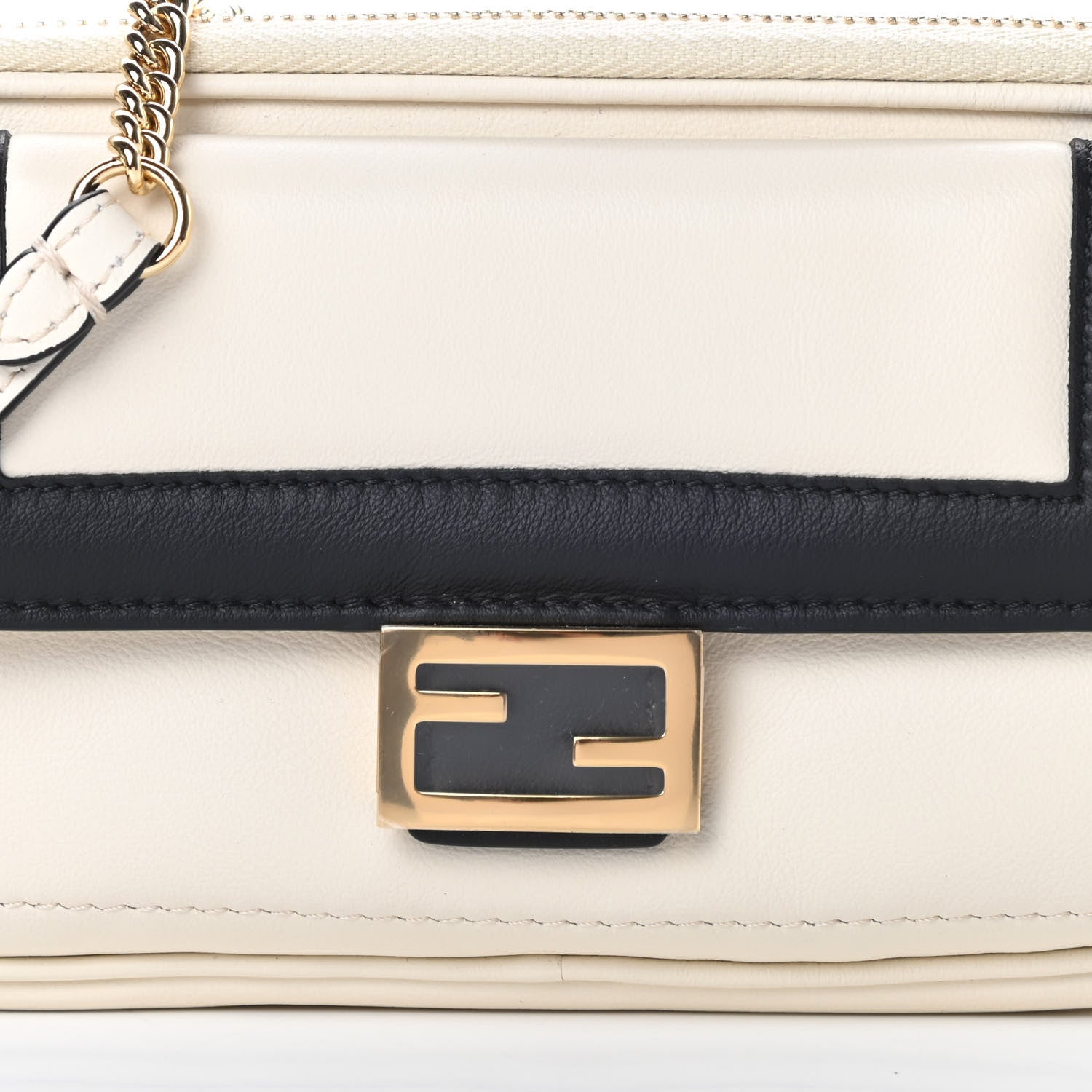 Fendi Vitello Grace Matte Bi-Color Easy Baguette Uovo Black 10 of 12