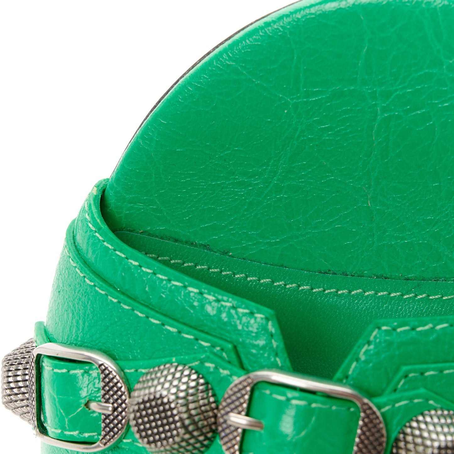 Agneau Arena Cagole Flat Slide Sandals 35 Vivid Green