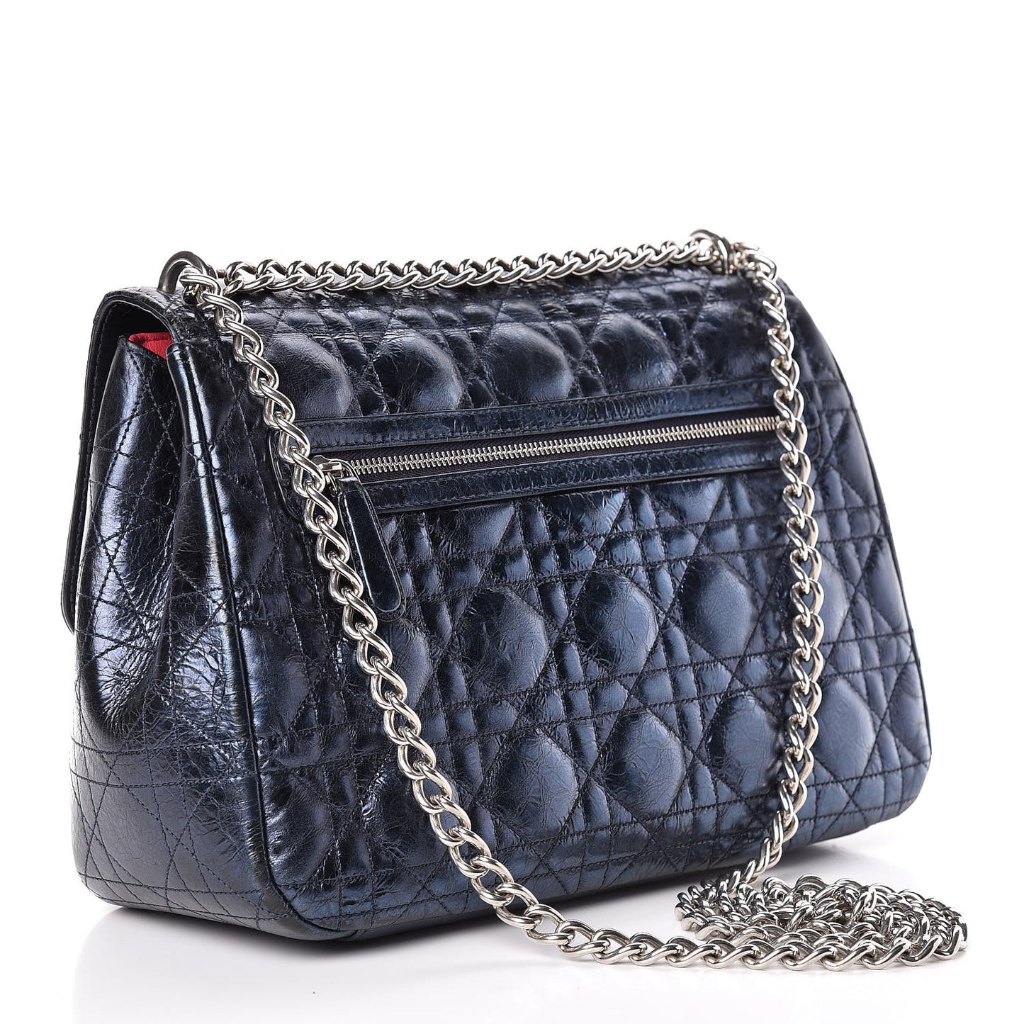 Metallic Calfskin Large Miss Dior Flap Marine