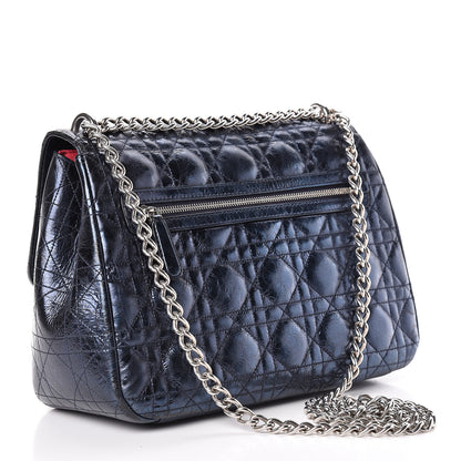 Christian Dior Metallic Calfskin Large Miss Dior Flap Marine 3 of 12