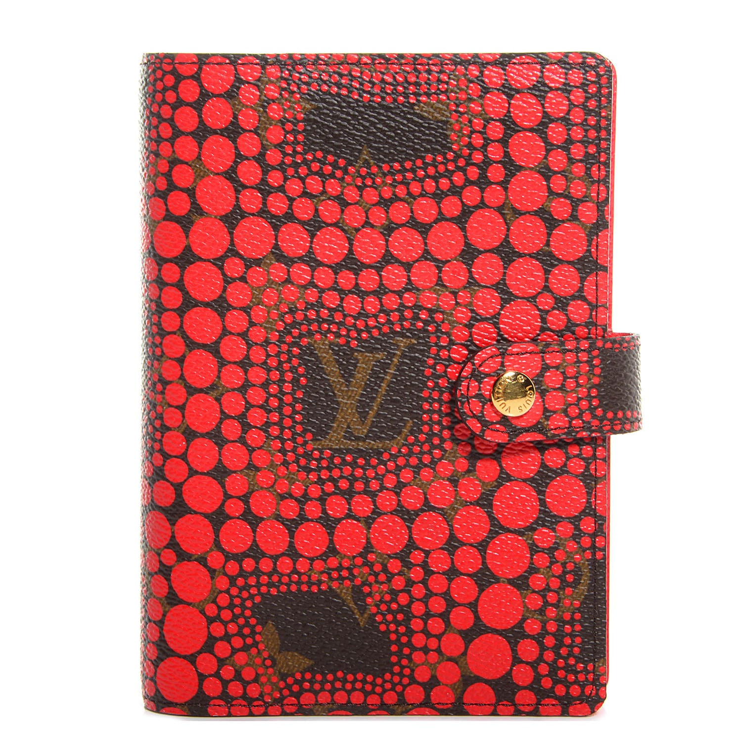 Louis Vuitton Monogram Kusama Town Small Ring Agenda Cover Red 1 of 12