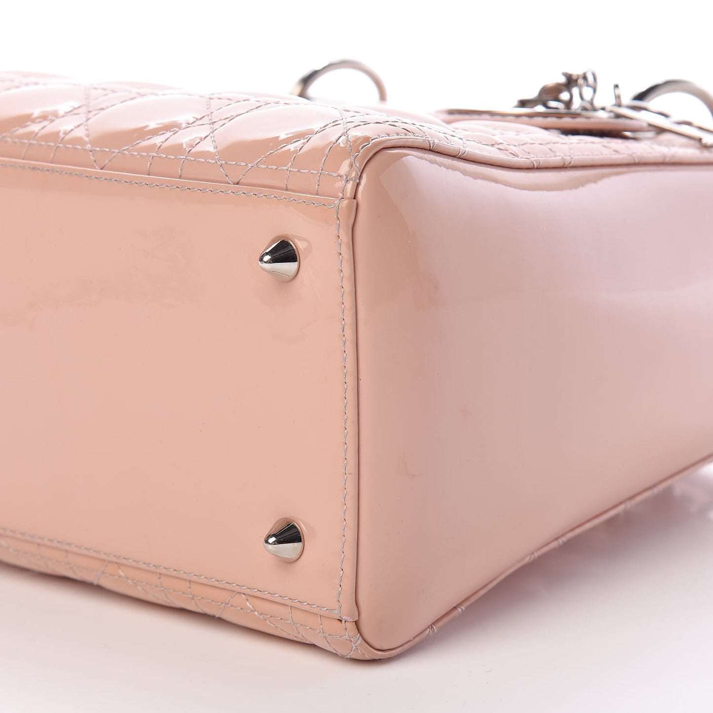 Patent Cannage Medium Lady Dior Beige