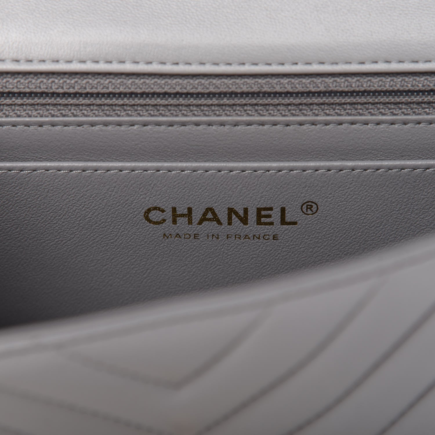 Chanel Lambskin Chevron Quilted Mini Rectangular Flap Grey 8 of 10
