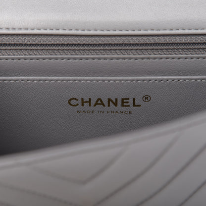 Chanel Lambskin Chevron Quilted Mini Rectangular Flap Grey 8 of 10