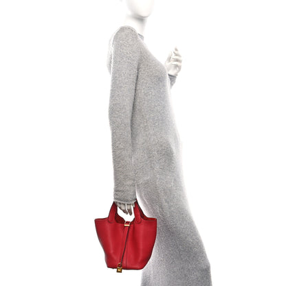 Hermes Taurillon Clemence Picotin Lock 18 PM Rouge Grenat 2 of 10