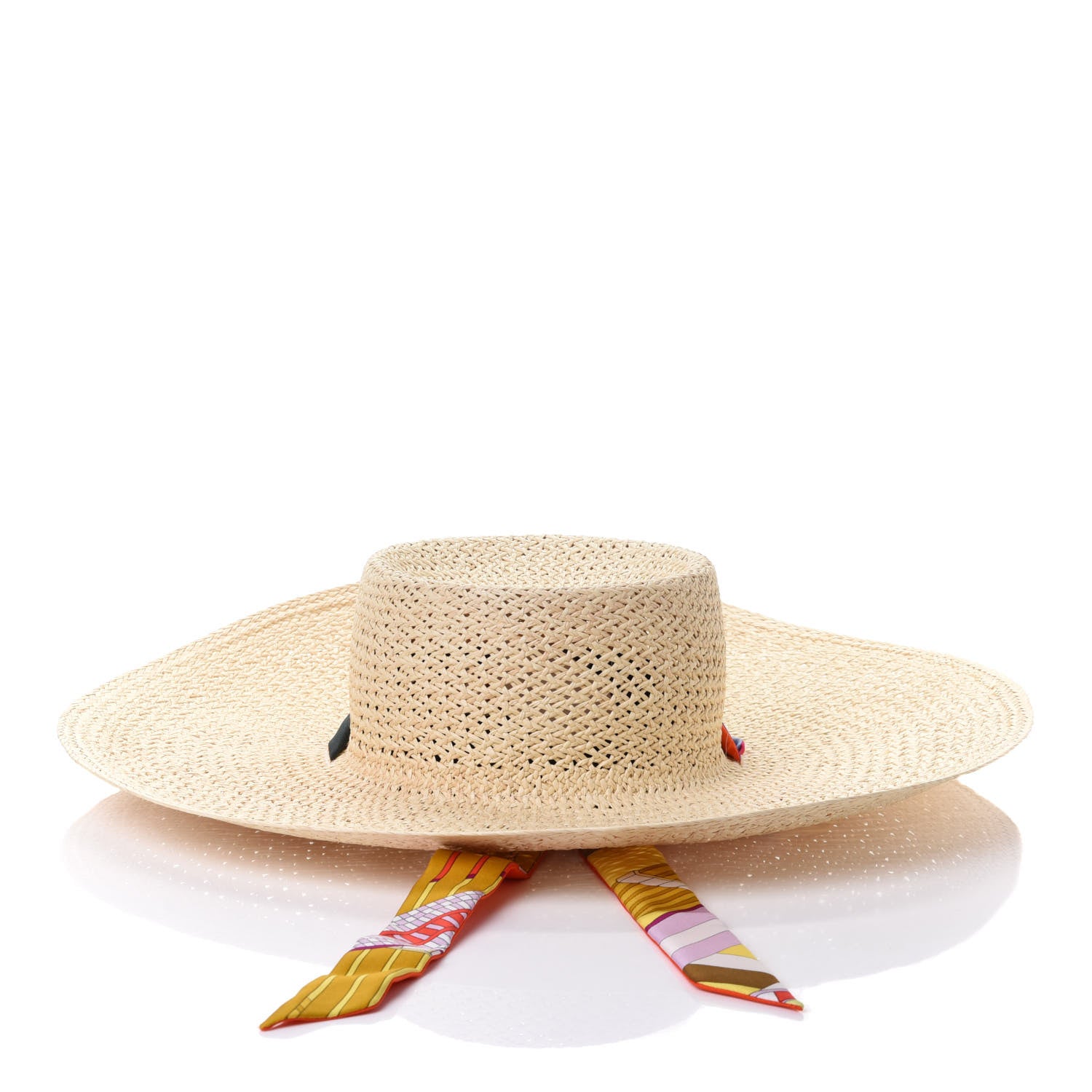 Hermes Straw Toscane Cannage Hat 57 Naturel Orange 3 of 4