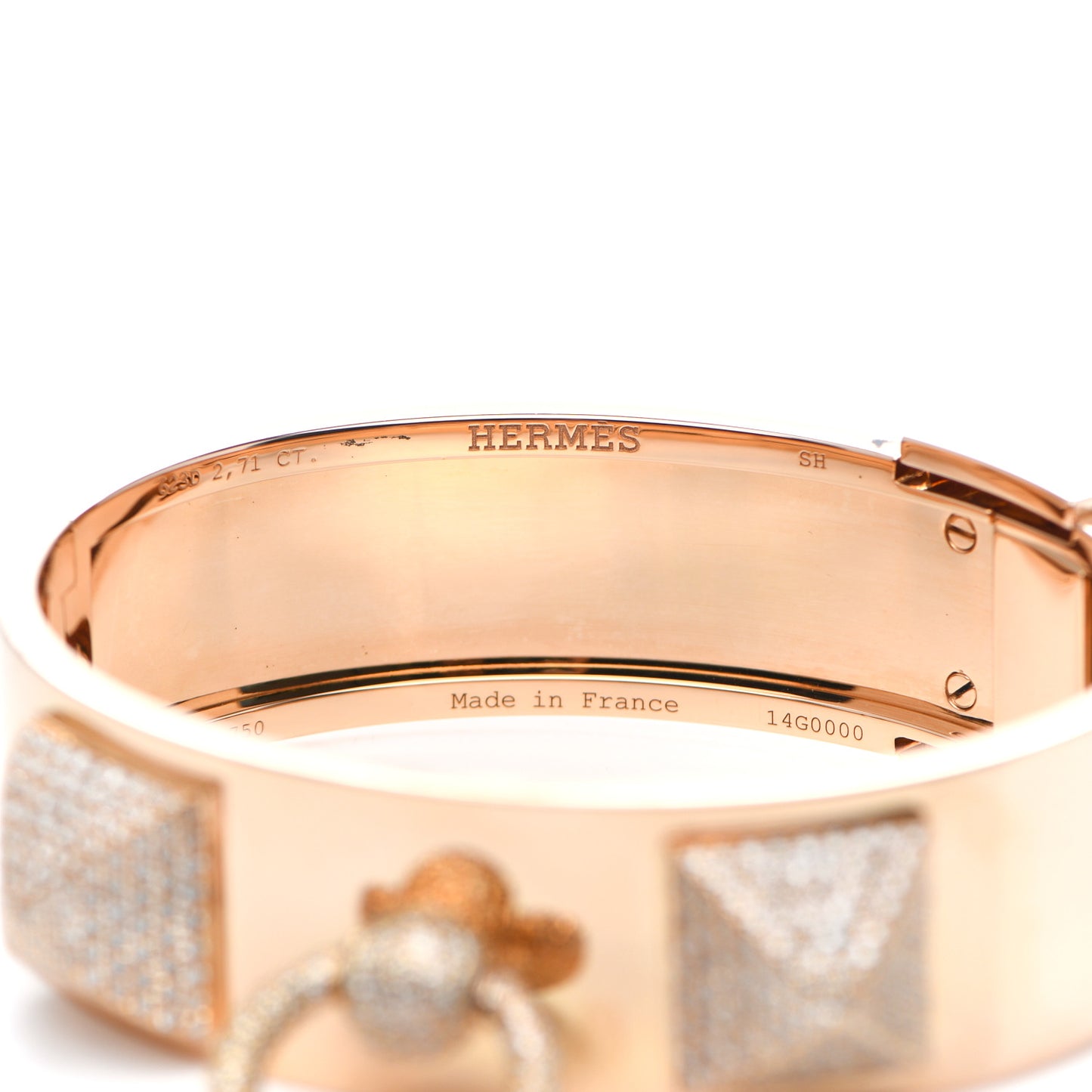 18K Rose Gold Diamond MM Collier De Chien Semi Pave Bracelet SH