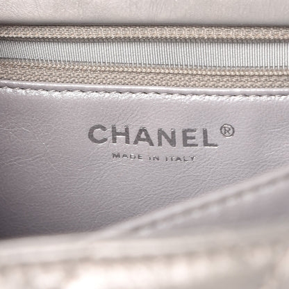Chanel Metallic Aged Calfskin Quilted Reissue 2.55 Accordion Flap Silver 11 of 24