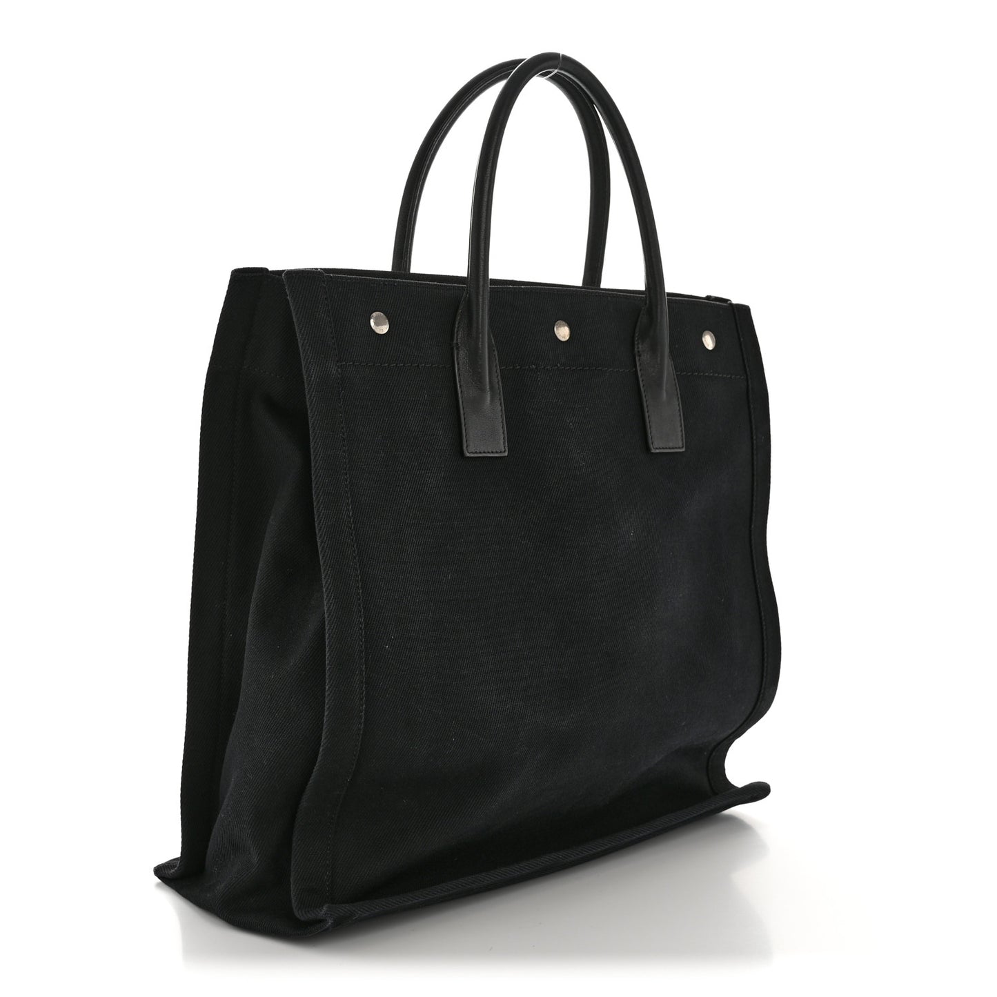 Linen Calfskin Rive Gauche North South Tote Black
