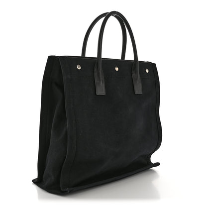 Saint Laurent Linen Calfskin Rive Gauche North South Tote Black 3 of 16