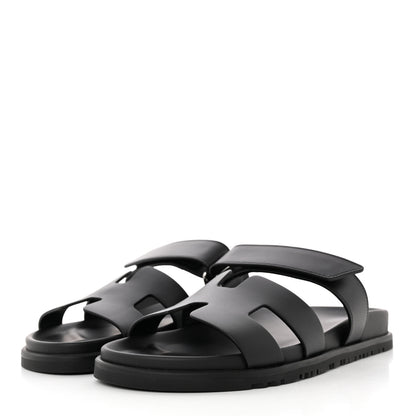 Hermes Calfskin Womens Chypre Sandals 40 Black 3 of 9